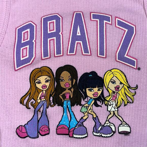 Bratz Y2K High Neck Pink Ribbed Graphic Tank Top Size XS - Picture 6 of 9